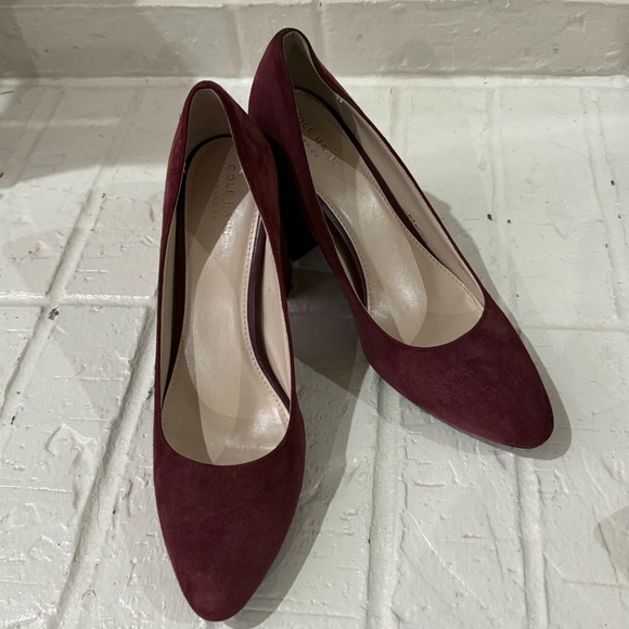 Cole Haan Red Suede Block Heel Pumps 9.5 - Picture 3 of 6